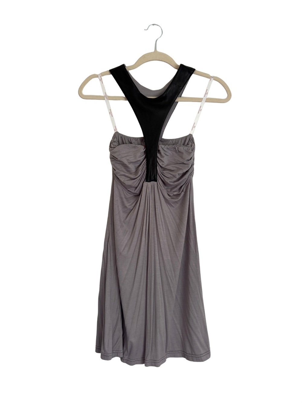 Karina Grimaldi Gray Halter Mini Dress with Black Detail